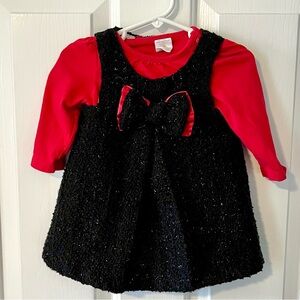 Red and Black Infant Dress 9-12 mo